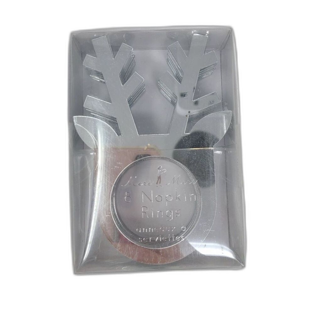 Meri Meri 8 Napkin Rings mirror Reindeer Holiday Table New